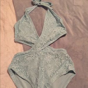 Blue lace swimsuit
